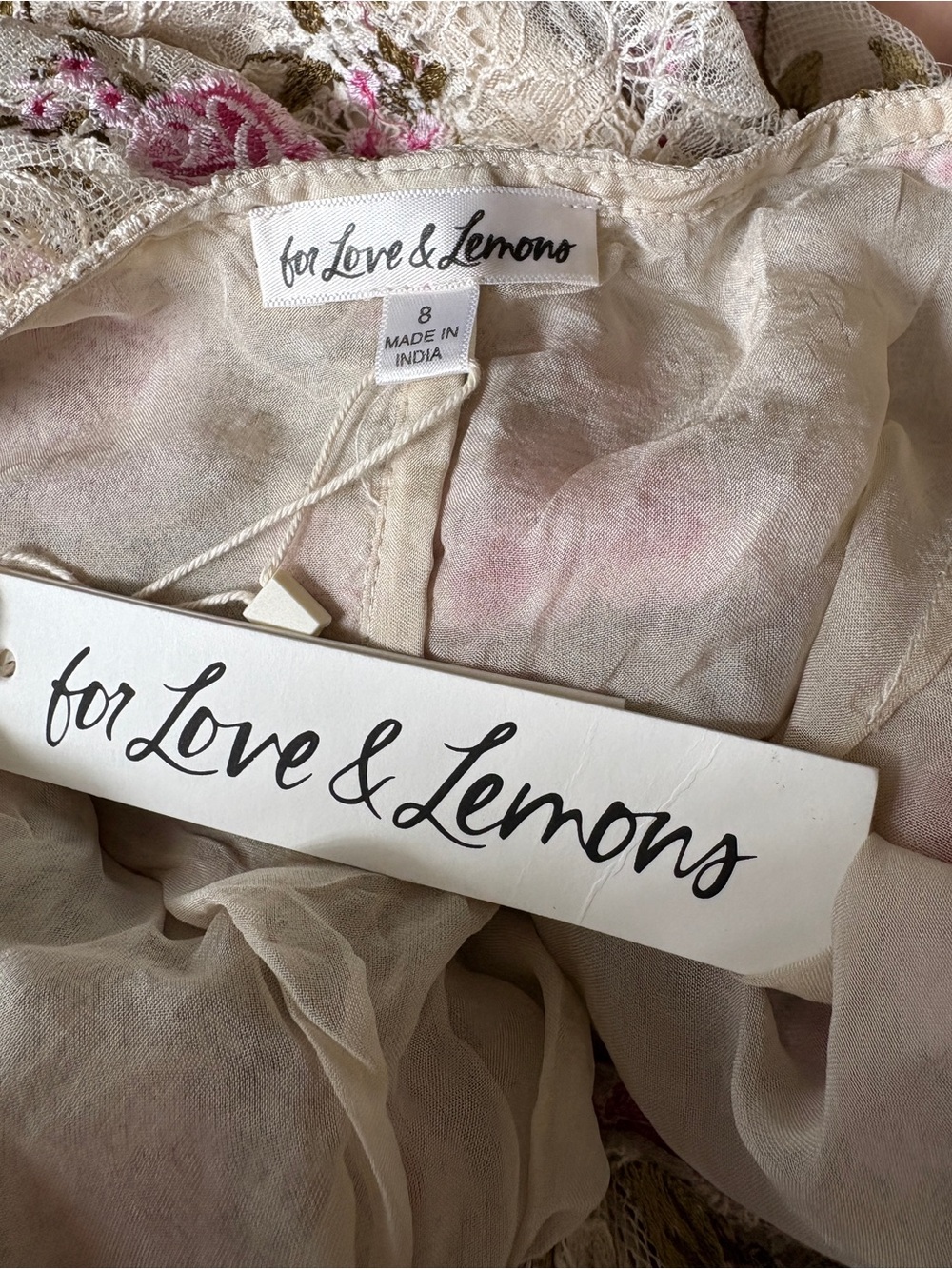 $319 NWT For Love And Lemons “Esme” Rose Embroidered Asymmetrical Skirt Sz 8 - Picture 4 of 15